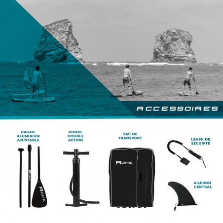 Pack Stand Up Paddle gonflable 9'0 - Havane 1 ROHE 9' 30?? 5?? (274x76x13 cm) - avec accessoires